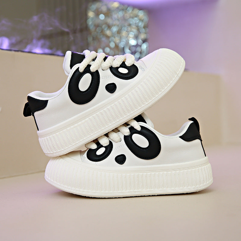 Wholesale 2023 Autumn New PU Thick Sole Panda Women's Shoes